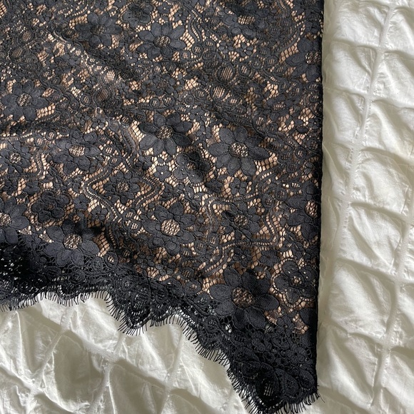 For Love And Lemons Black and Tan Lace Asymmetrical A-Line Skirt - Picture 2 of 8